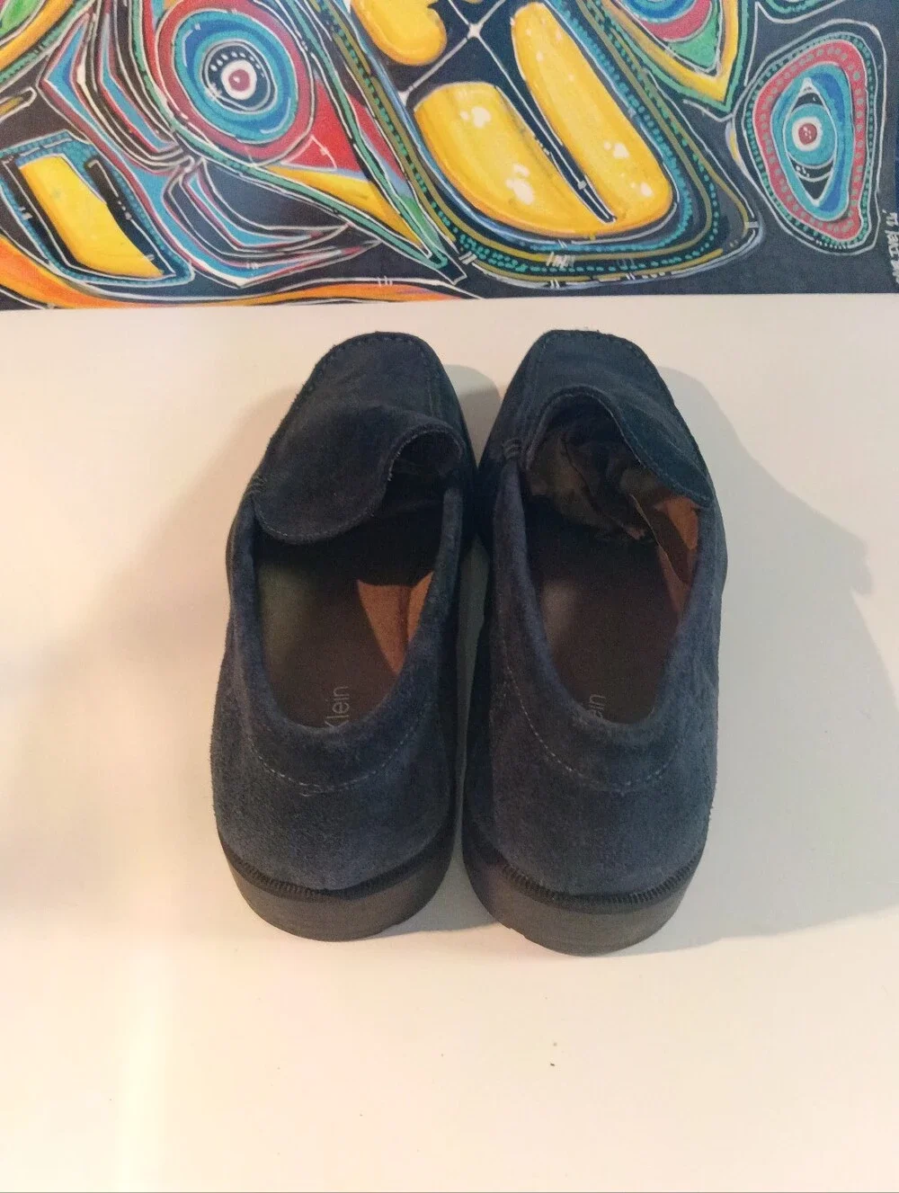 Calvin Klein Men's Dark Blue Suede Dress Shoes - Casual Leather Loafers